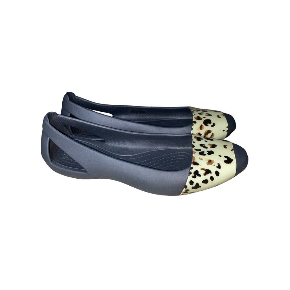 Crocs Slip On Shoes Sienna Leopard Flats Size 8